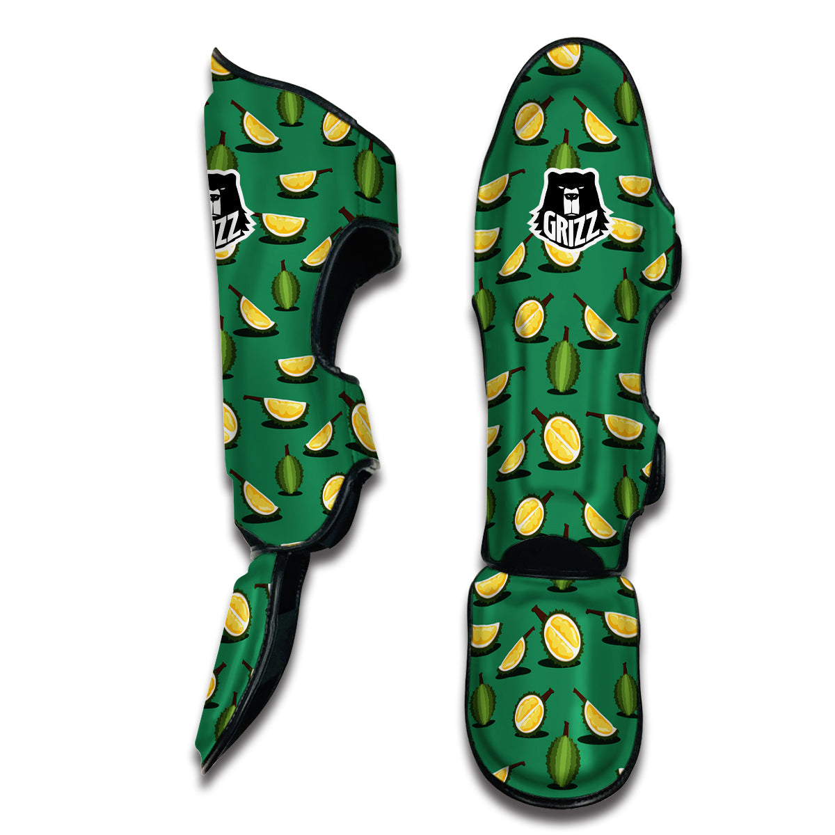 Green Durian Print Pattern Muay Thai Shin Guards-grizzshop