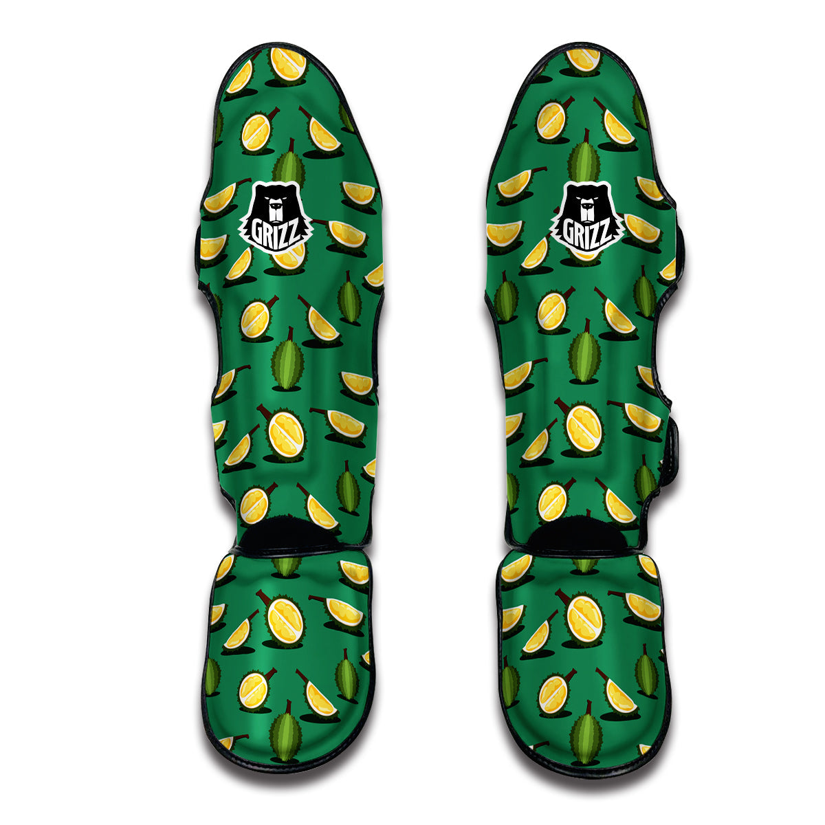 Green Durian Print Pattern Muay Thai Shin Guards-grizzshop