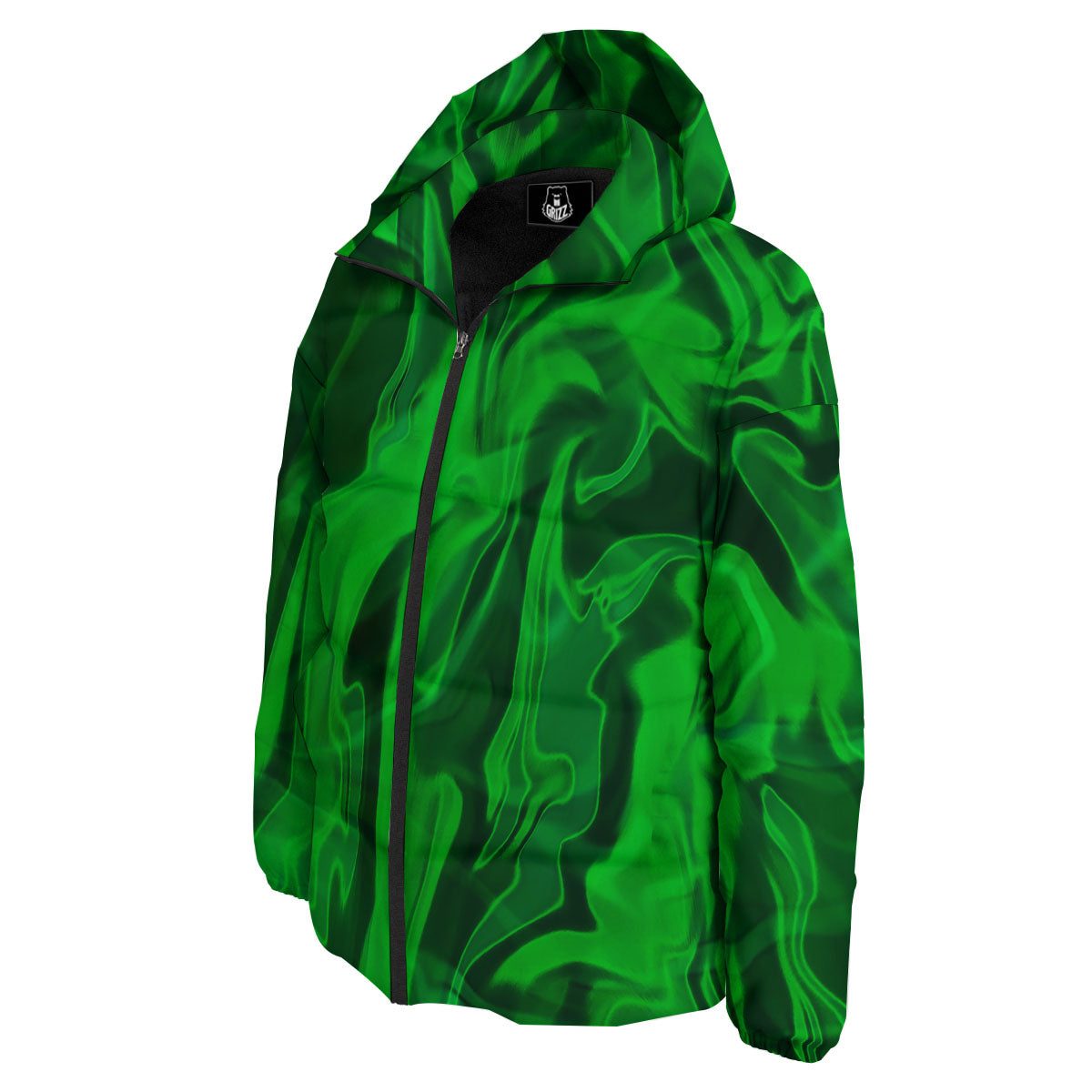 Green Energy Plasma Print Down Jacket-grizzshop