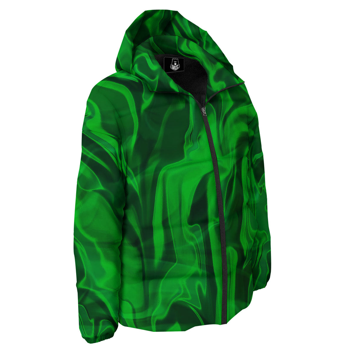 Green Energy Plasma Print Down Jacket-grizzshop