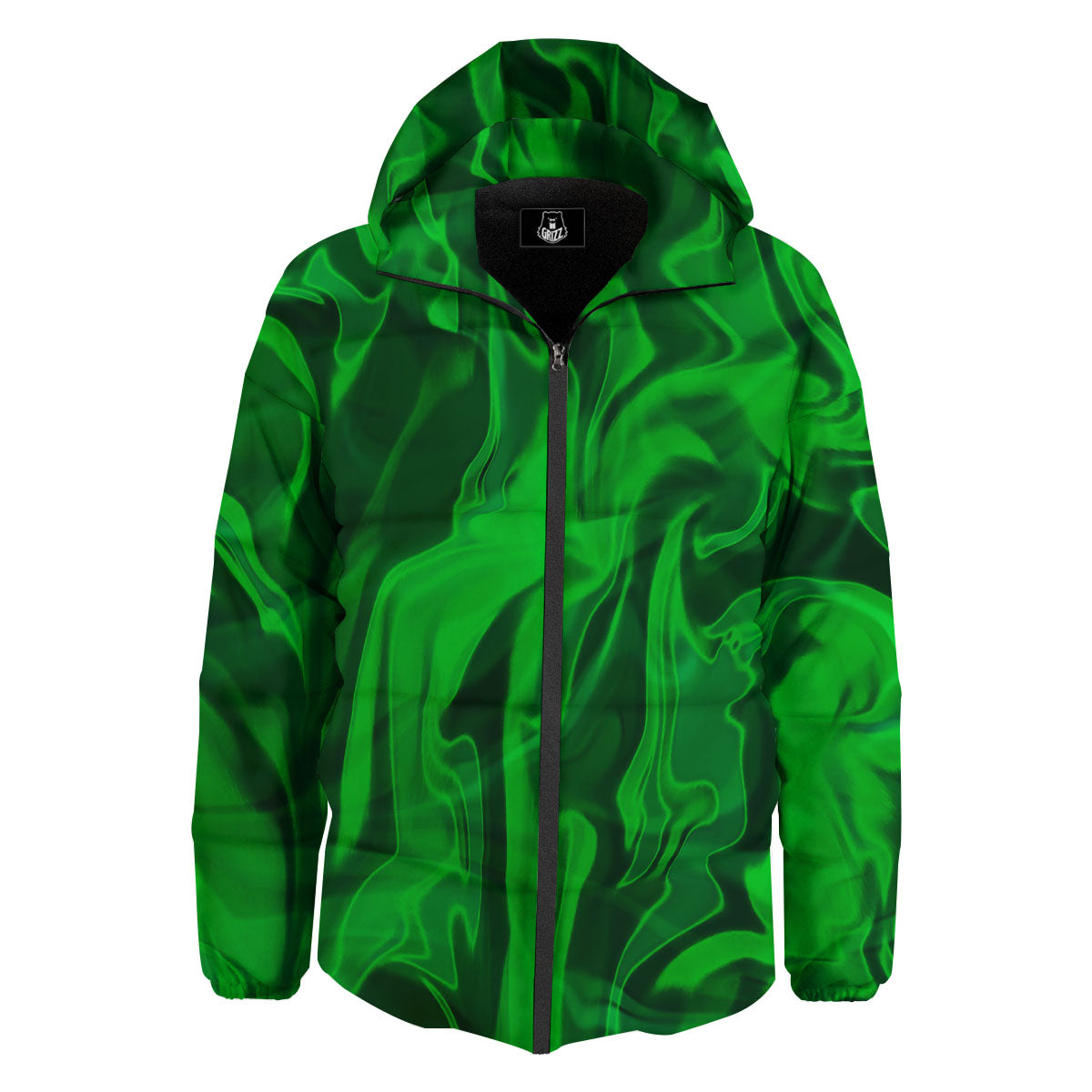Green Energy Plasma Print Down Jacket-grizzshop