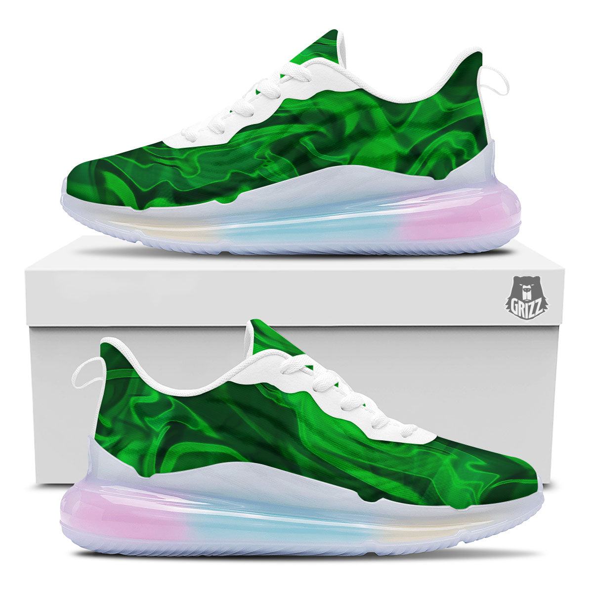 Green Energy Plasma Print Running Sneakers-grizzshop