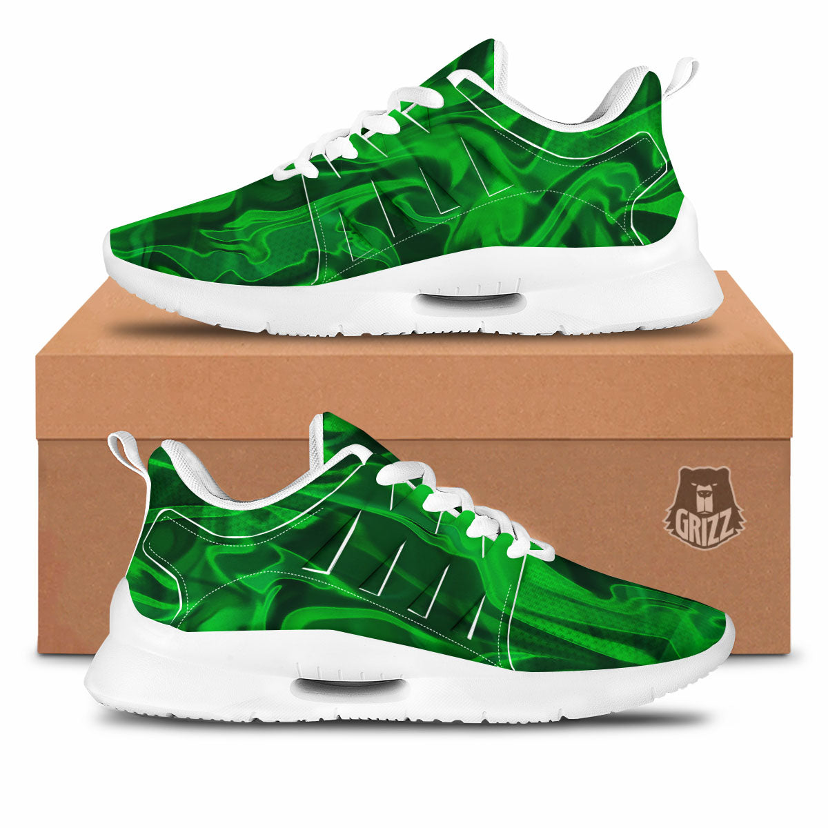 Green Energy Plasma Print Tennis Shoes-grizzshop