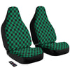 Green Forest And White Checkered Print Car Seat Covers-grizzshop