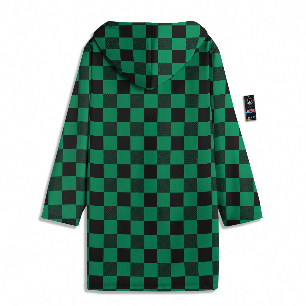 Green Forest And White Checkered Print Men's Windbreaker Jacket-grizzshop