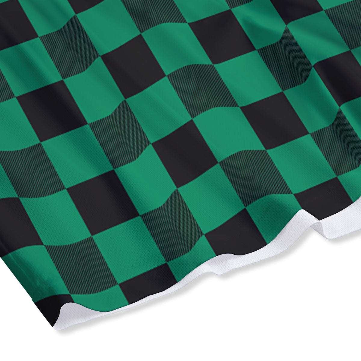 Green Forest And White Checkered Print Mesh Shorts