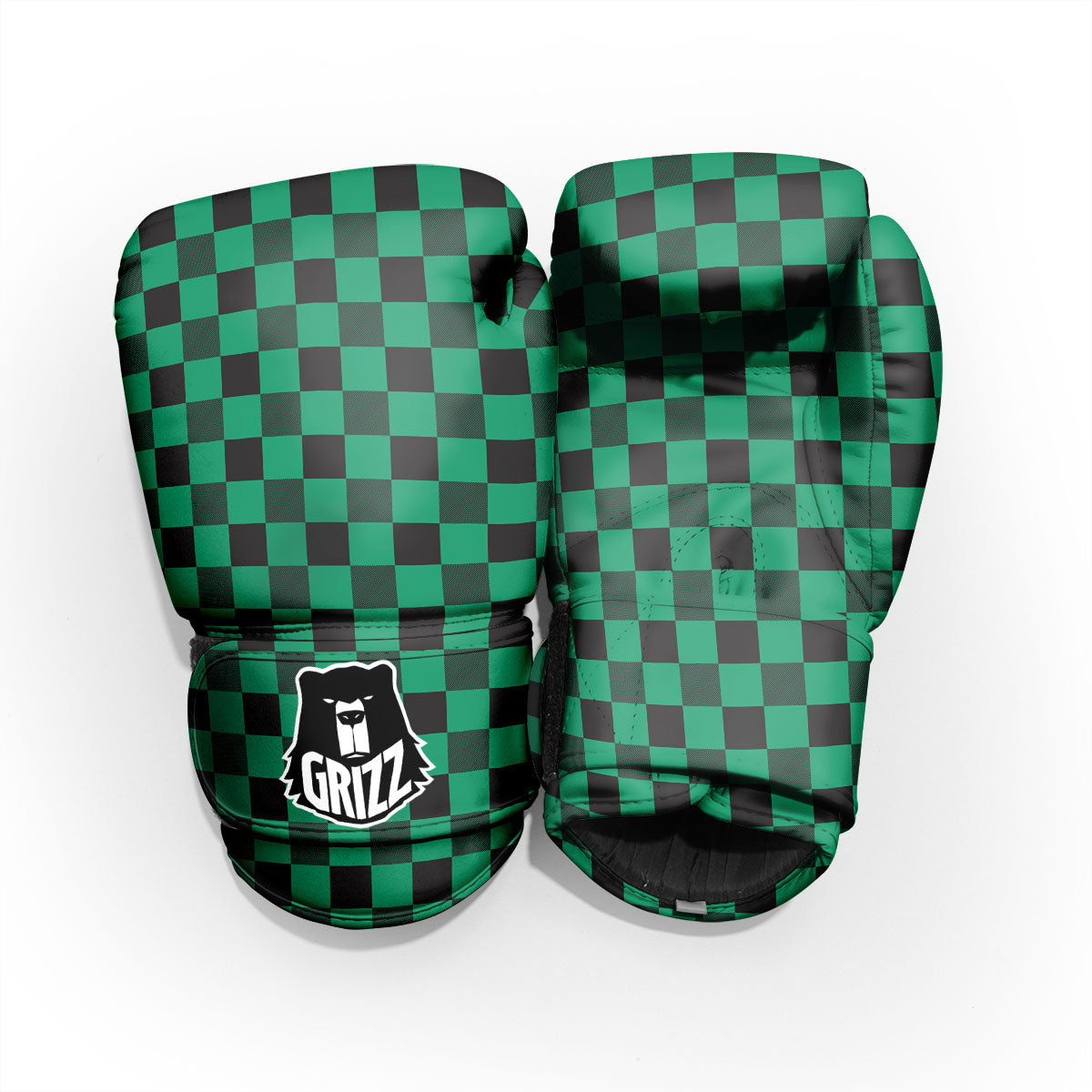Green Forest And White Checkered Print Pro Boxing Glove