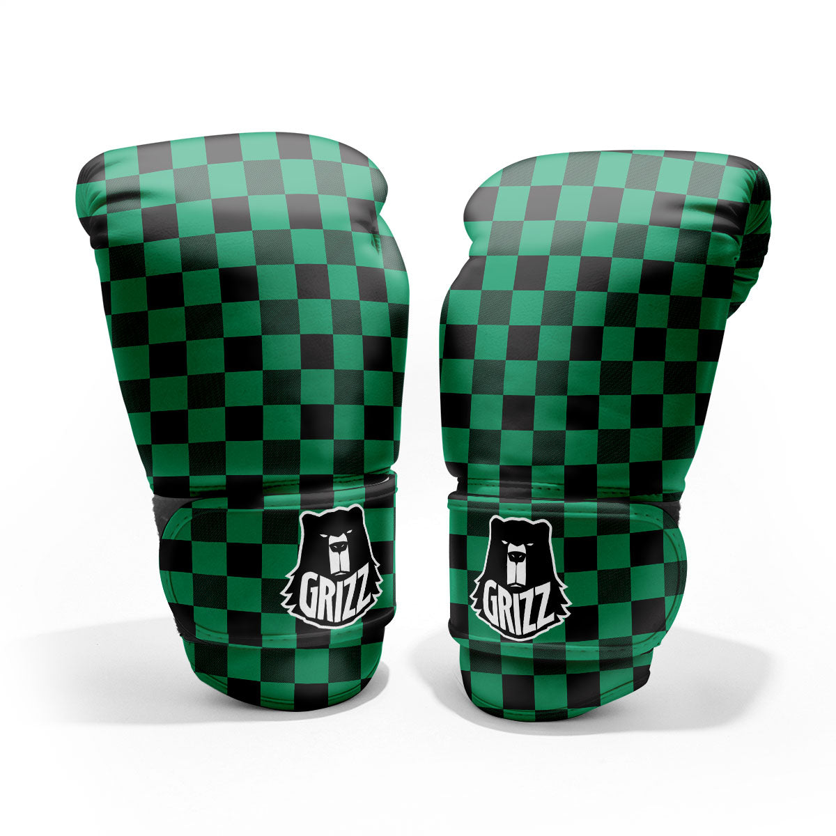 Green Forest And White Checkered Print Pro Boxing Glove