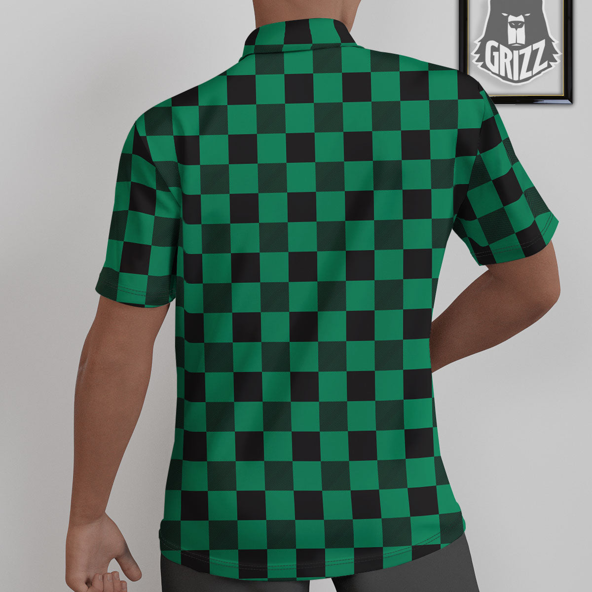 Green Forest And White Checkered Print Untucked Shirts-grizzshop