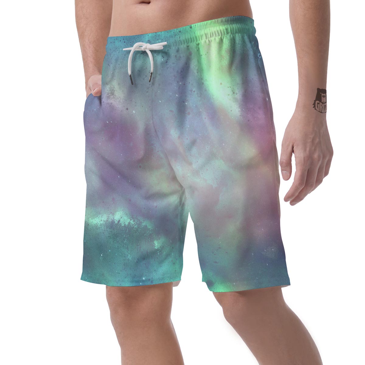 Green Galaxy Space Men's Shorts-grizzshop