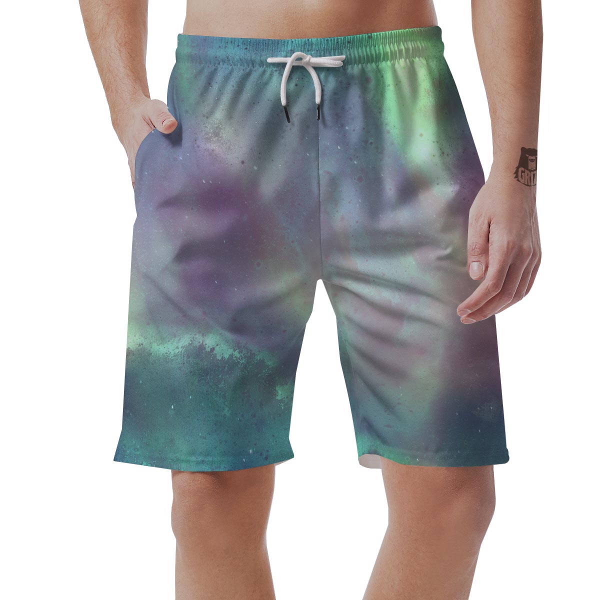 Green Galaxy Space Men's Shorts-grizzshop