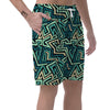 Green Geometric Abstract Men's Shorts-grizzshop