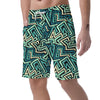 Green Geometric Abstract Men's Shorts-grizzshop