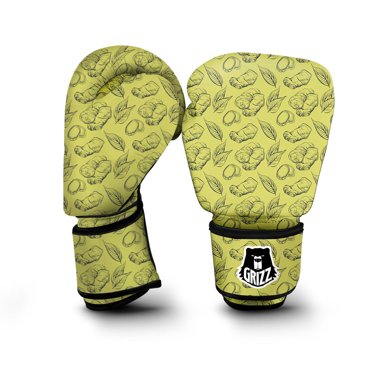 Green Ginger Print Pattern Boxing Gloves-grizzshop