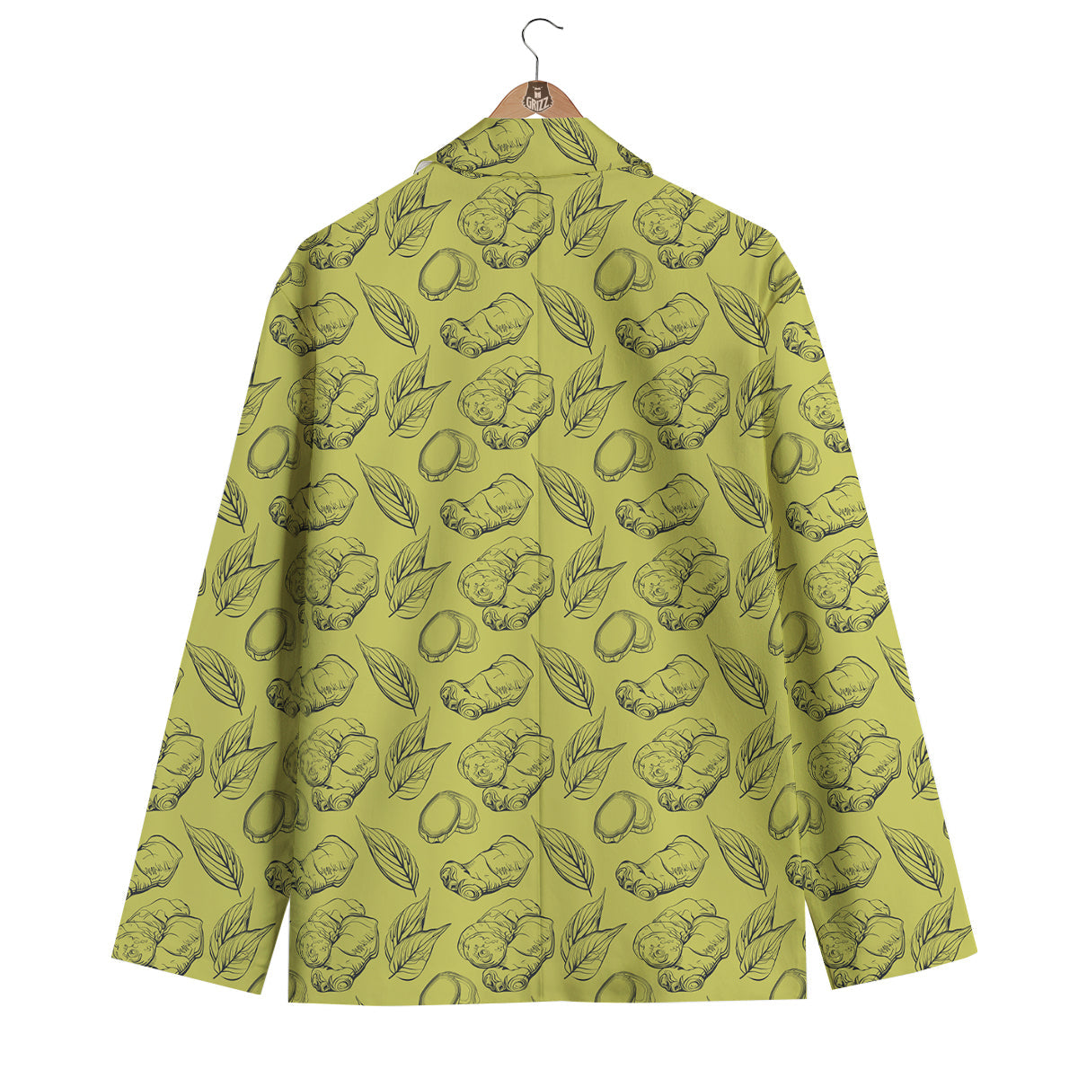 Green Ginger Print Pattern Men's Blazer-grizzshop