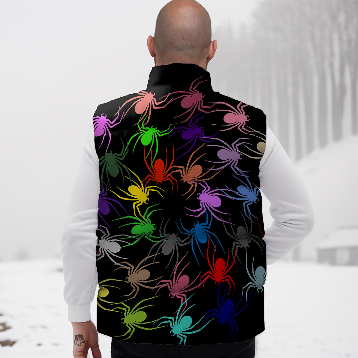 Green Gingerbread Man Chirstmas Pattern Print Down Vest