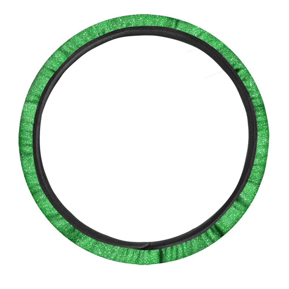 Green Glitter Artwork Print Car Steering Wheel Cover-grizzshop