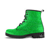 Green Glitter Artwork Print Leather Boots-grizzshop