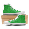 Green Glitter Artwork Print White High Top Shoes-grizzshop