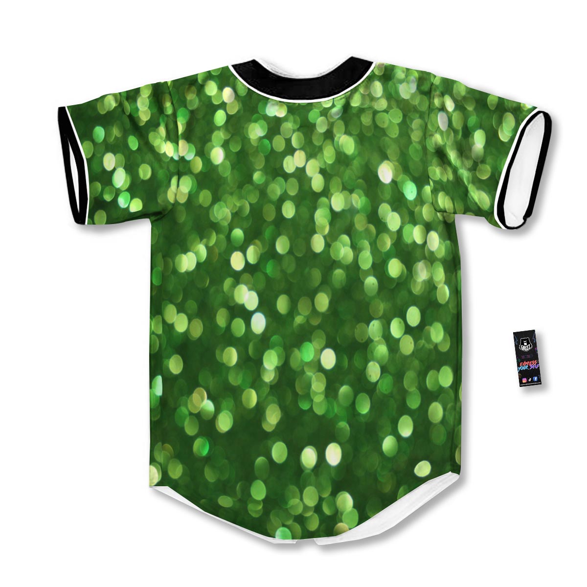 Green Glitter Artwork Shamrock Print Pattern Baseball Jersey-grizzshop
