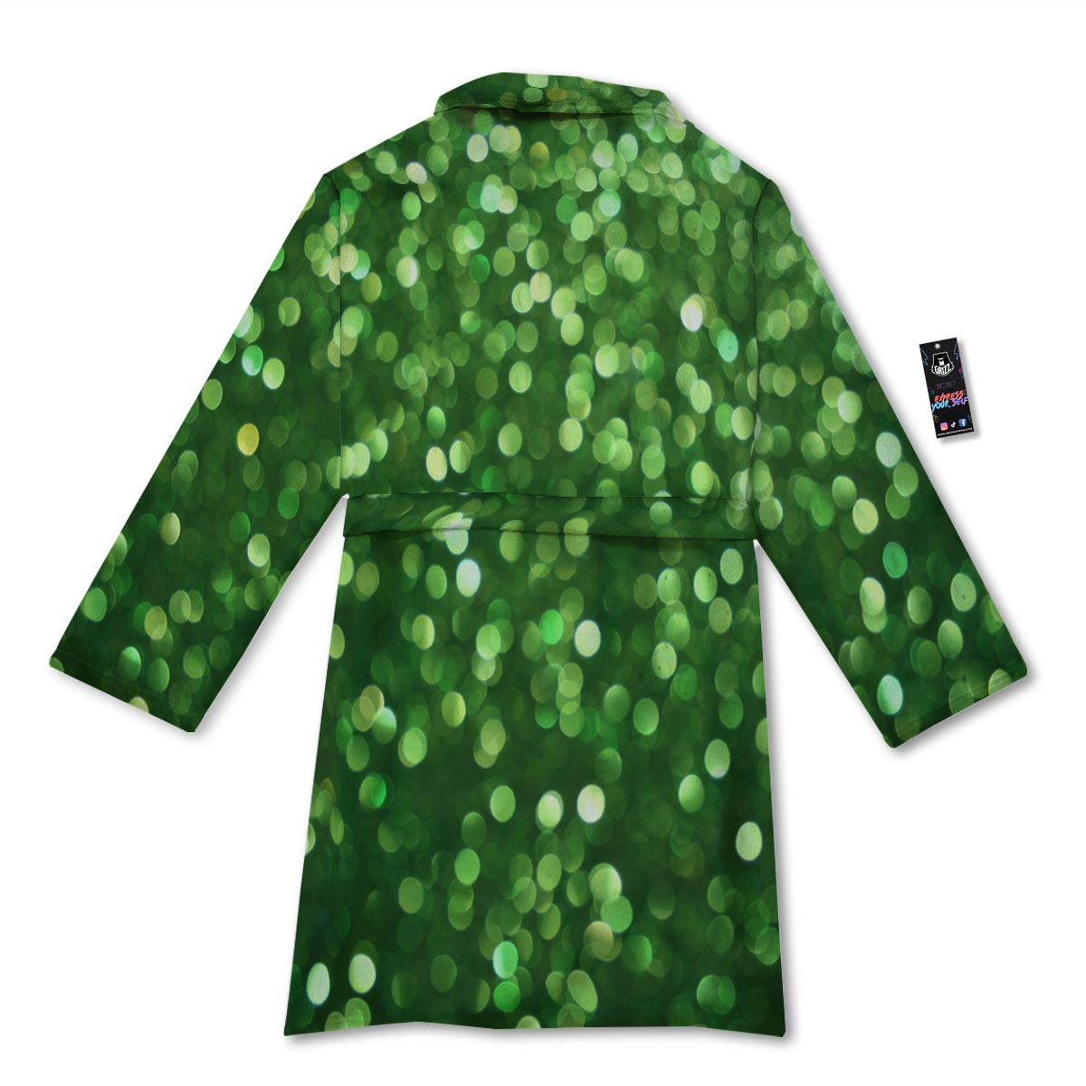 Green Glitter Artwork Shamrock Print Pattern Bathrobe-grizzshop