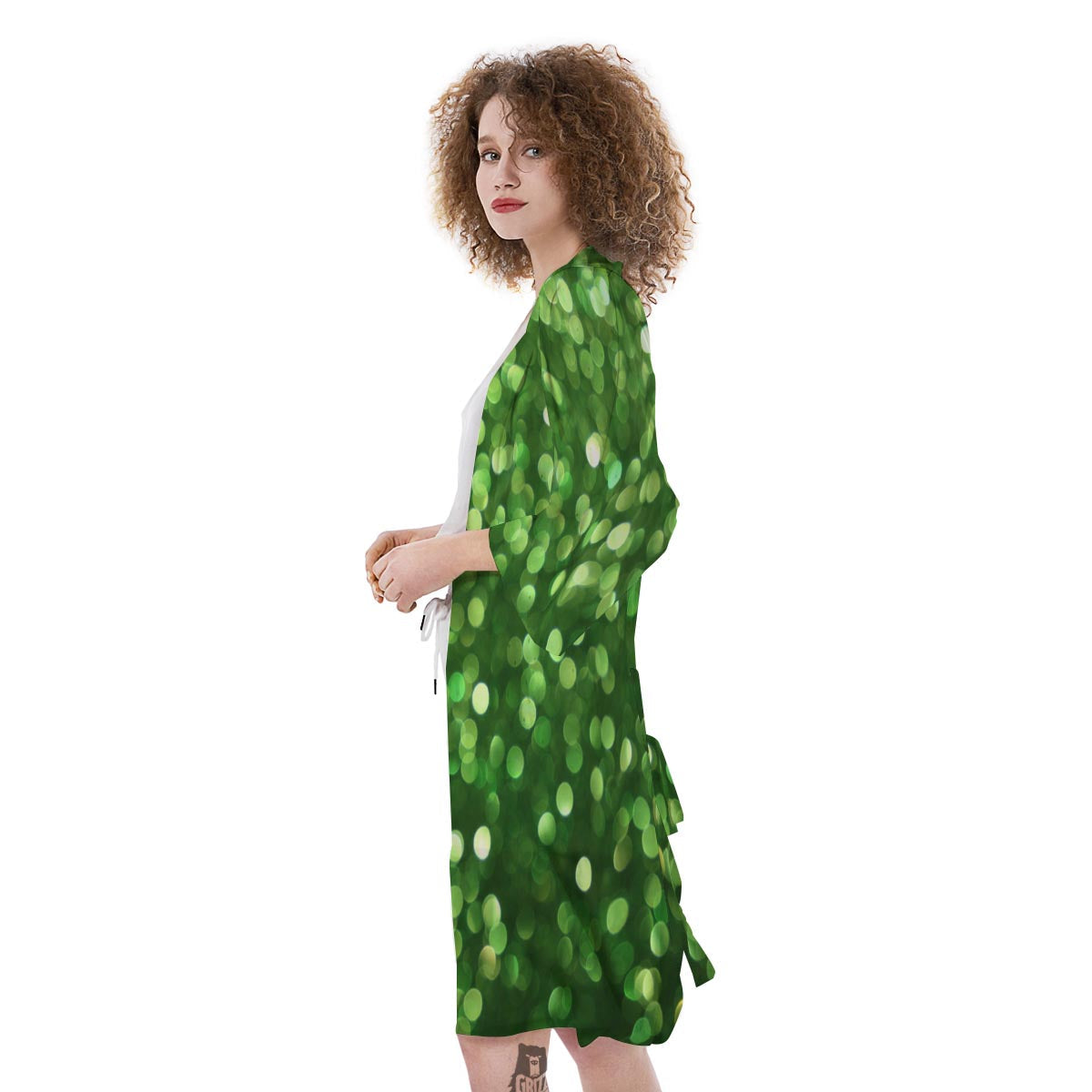 Green Glitter Artwork Shamrock Print Pattern Kimono-grizzshop