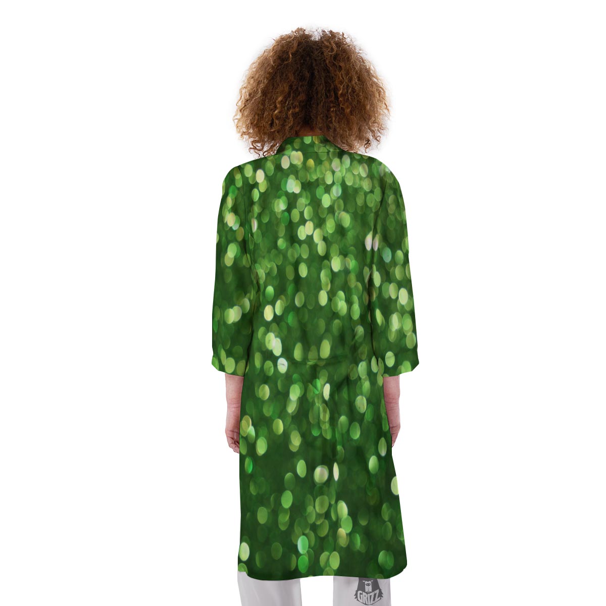 Green Glitter Artwork Shamrock Print Pattern Kimono-grizzshop