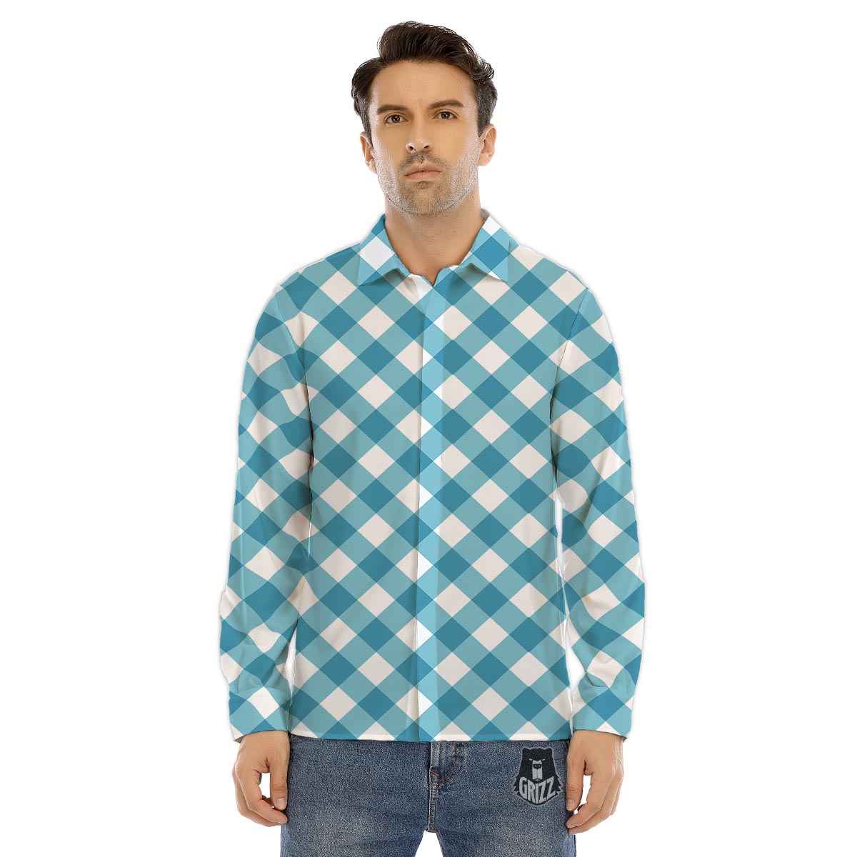 Green Glitter Artwork Shamrock Print Pattern Men's Dress Shirts-grizzshop