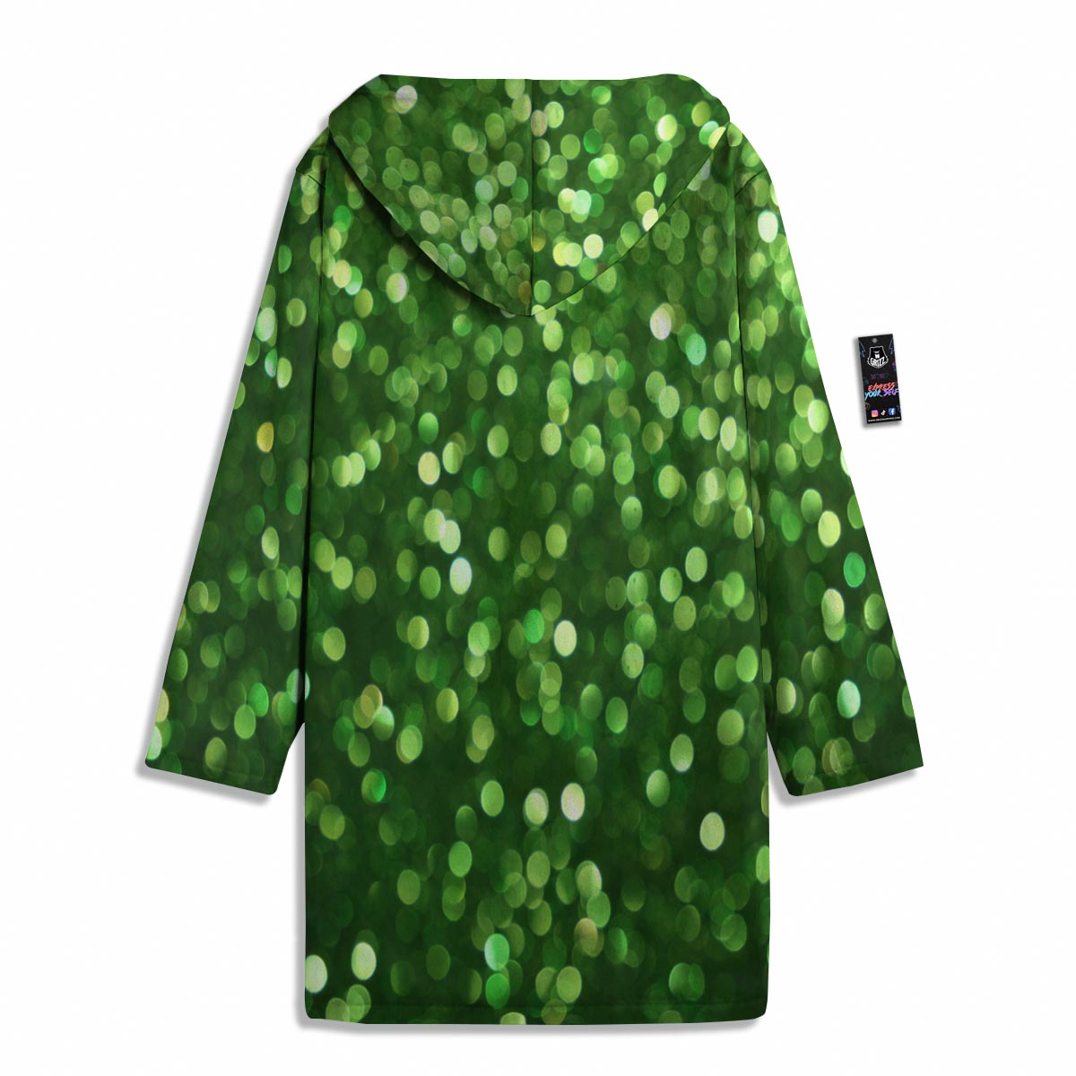 Green Glitter Artwork Shamrock Print Pattern Men's Windbreaker Jacket-grizzshop