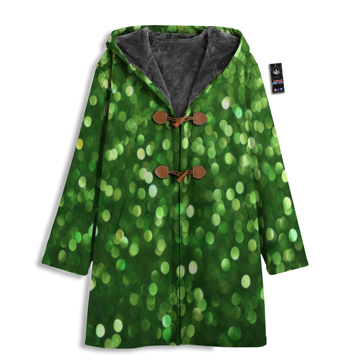 Green Glitter Artwork Shamrock Print Pattern Men's Windbreaker Jacket-grizzshop