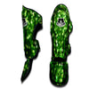 Green Glitter Artwork Shamrock Print Pattern Muay Thai Shin Guards-grizzshop