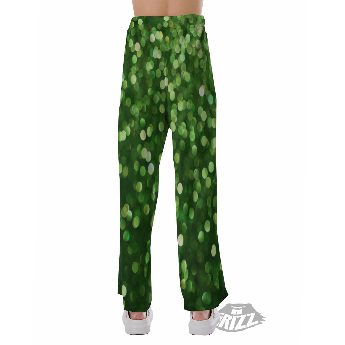 Green Glitter Artwork Shamrock Print Pattern Pajama Pants-grizzshop