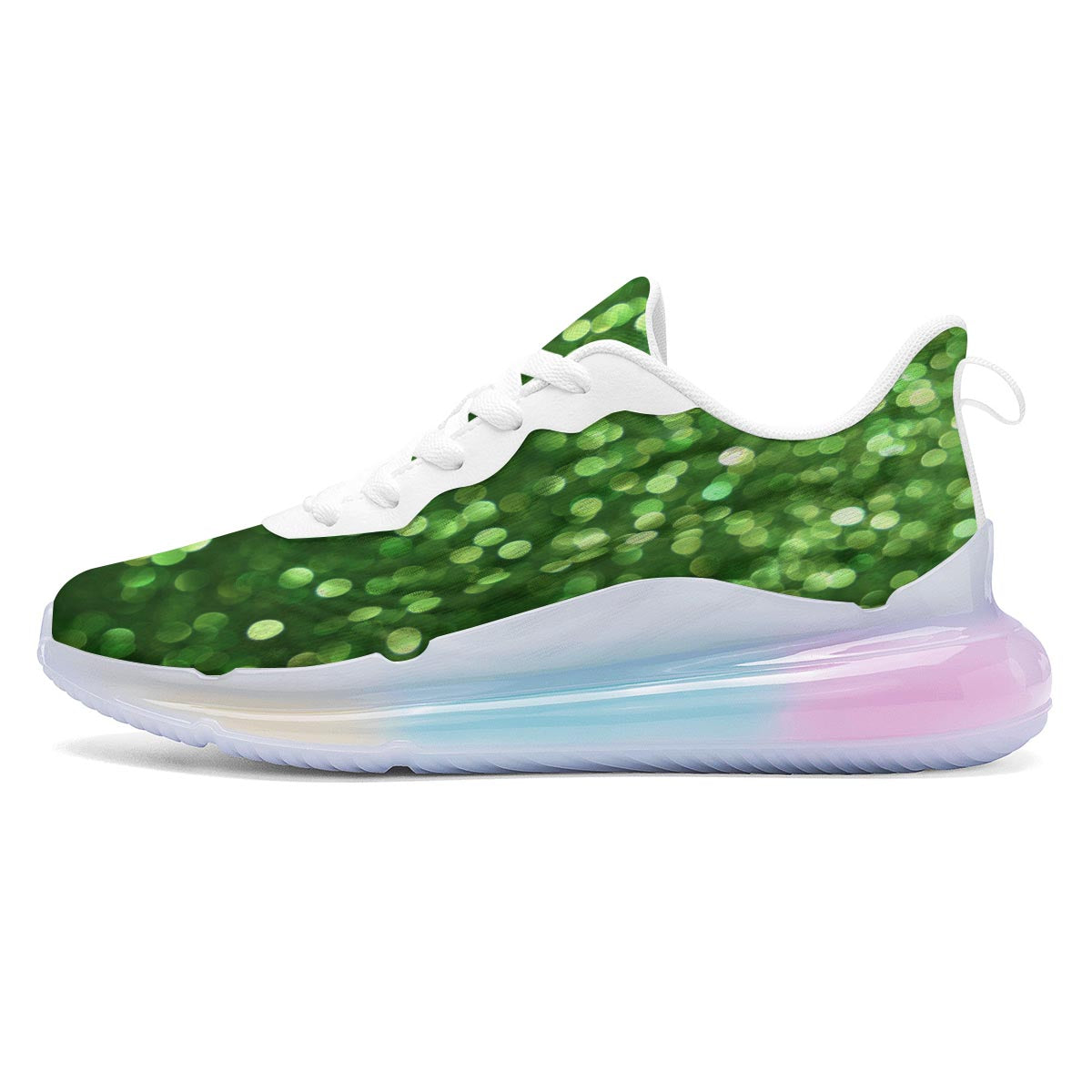 Green Glitter Artwork Shamrock Print Pattern Running Sneakers-grizzshop