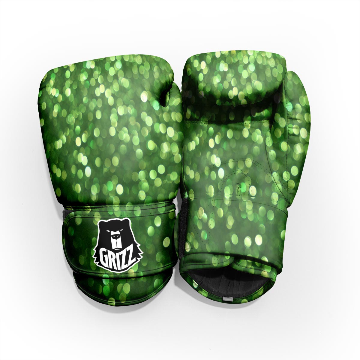 Green Glitter Artwork Shamrock Print Pattern Pro Boxing Glove
