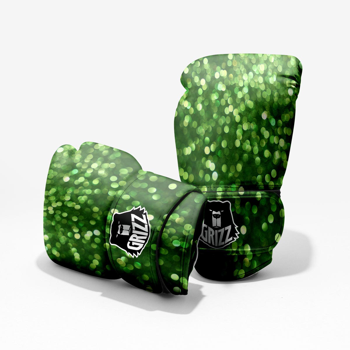 Green Glitter Artwork Shamrock Print Pattern Pro Boxing Glove