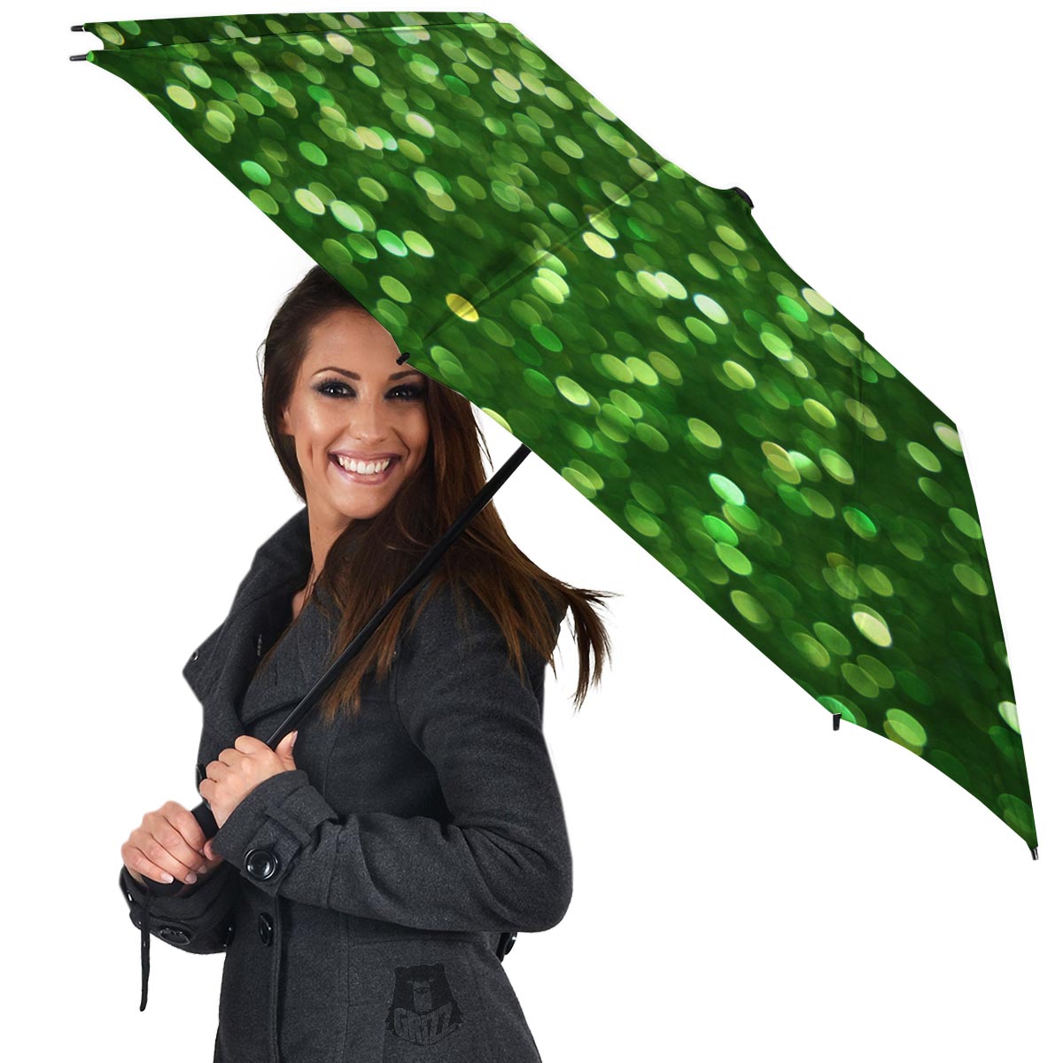 Green Glitter Artwork Shamrock Print Pattern Umbrella-grizzshop