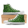 Green Glitter Artwork Shamrock Print Pattern White High Top Shoes-grizzshop