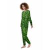 Green Glitter Artwork Shamrock Print Pattern Women's Pajamas-grizzshop