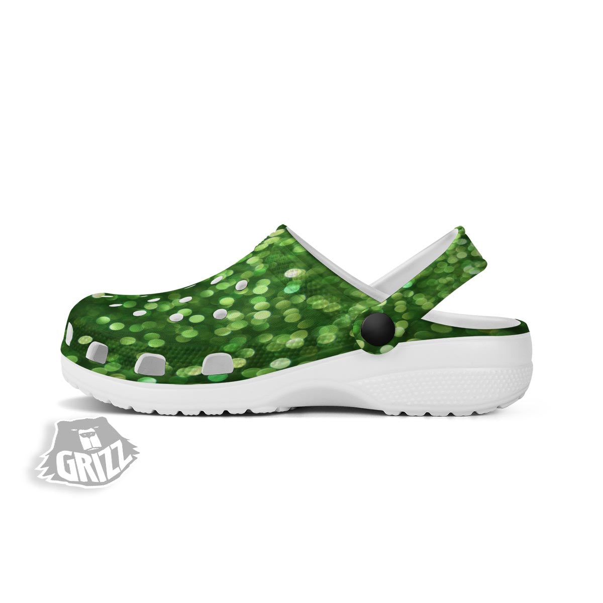 Green Glitter Texture Shamrock Print Pattern Clog-grizzshop