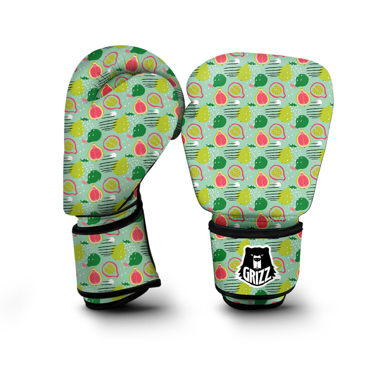 Green Guava Drawing Color Print Pattern Boxing Gloves-grizzshop