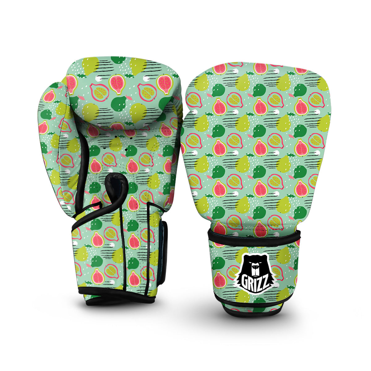 Green Guava Drawing Color Print Pattern Boxing Gloves-grizzshop