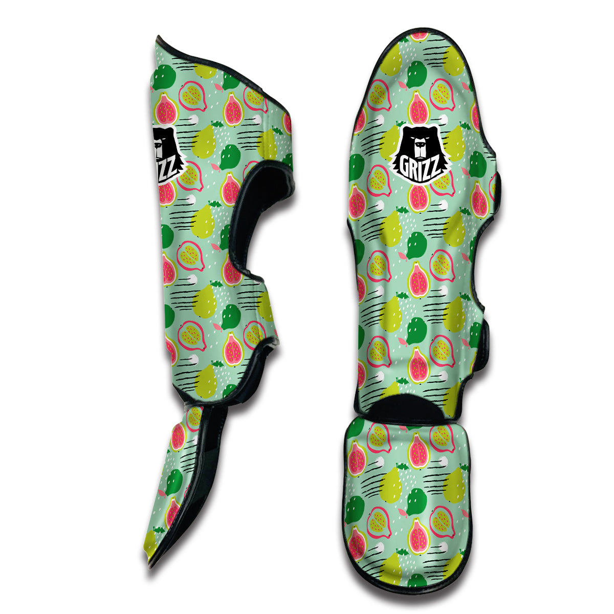 Green Guava Drawing Color Print Pattern Muay Thai Shin Guards-grizzshop