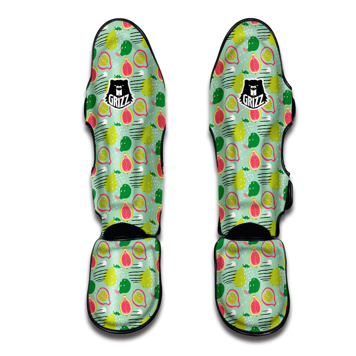 Green Guava Drawing Color Print Pattern Muay Thai Shin Guards-grizzshop