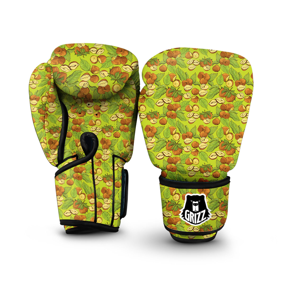 Green Hazelnuts Print Pattern Boxing Gloves-grizzshop