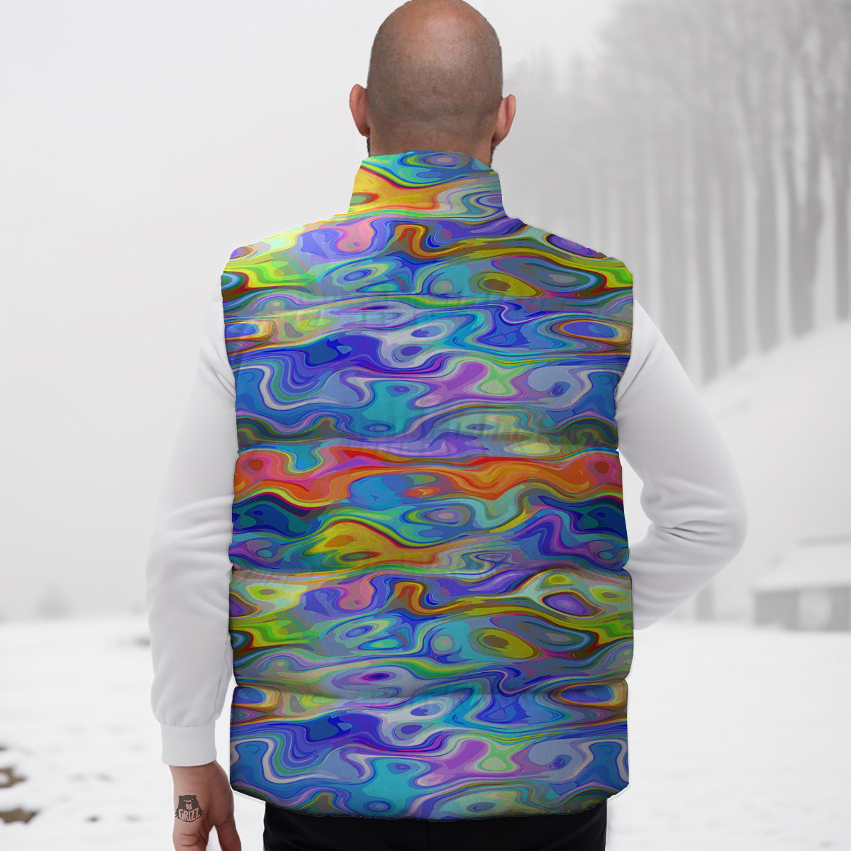 Green Hot Dog Pattern Print Down Vest