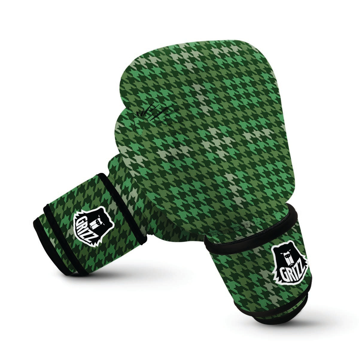 Green Houndstooth Boxing Gloves-grizzshop