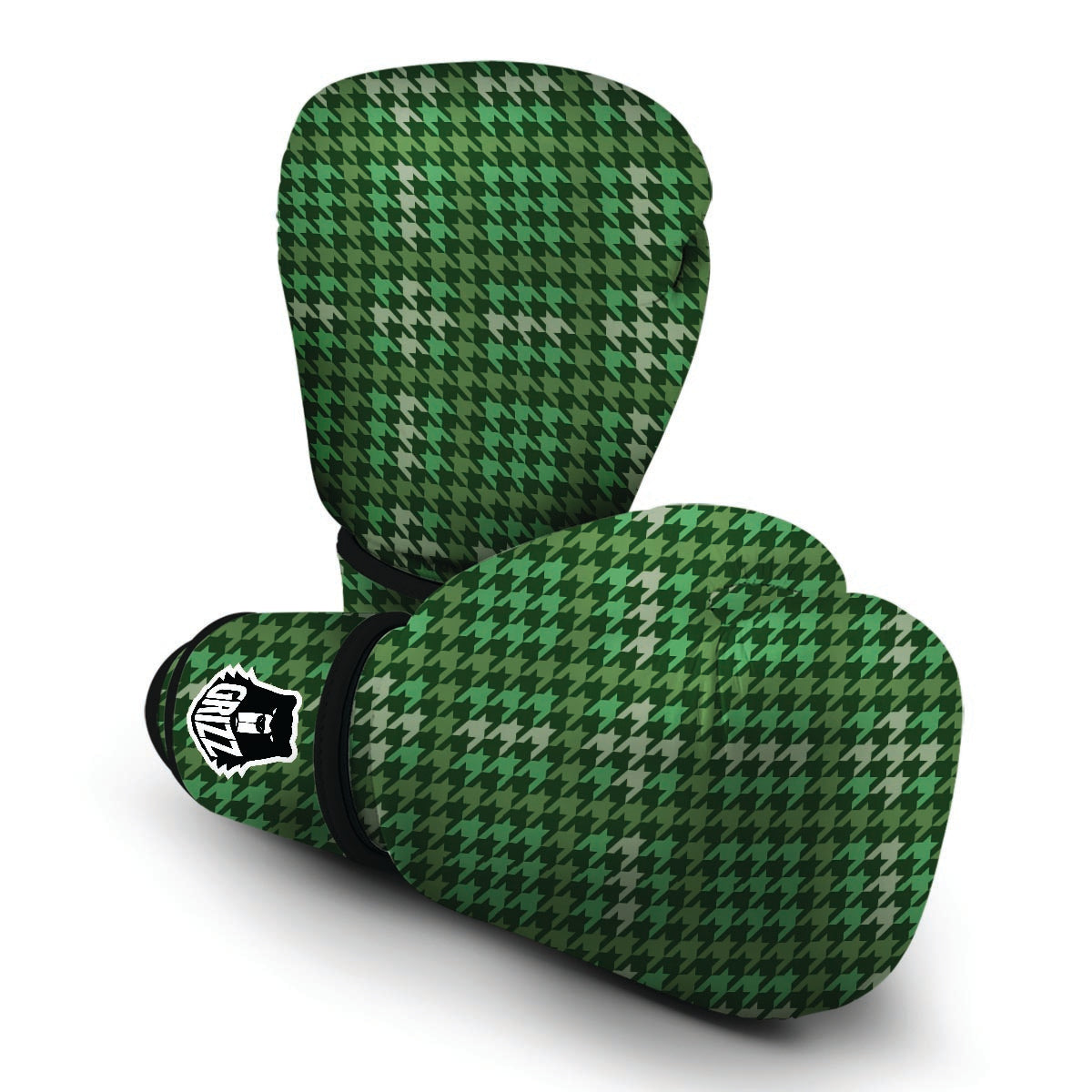 Green Houndstooth Boxing Gloves-grizzshop