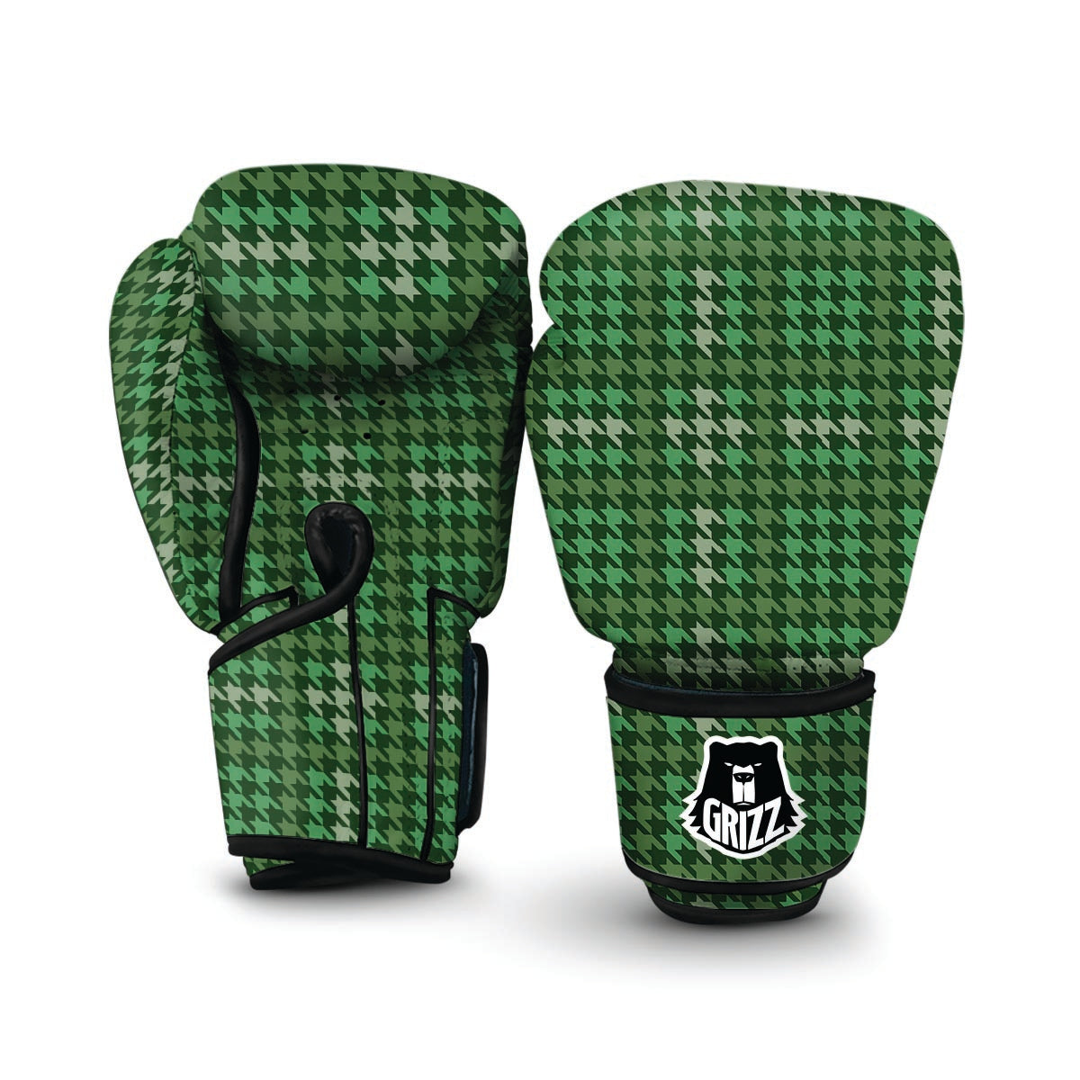 Green Houndstooth Boxing Gloves-grizzshop