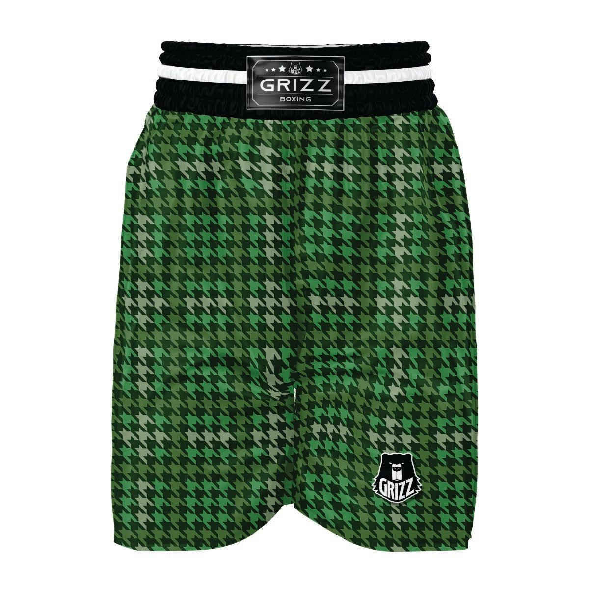 Green Houndstooth Boxing Shorts-grizzshop