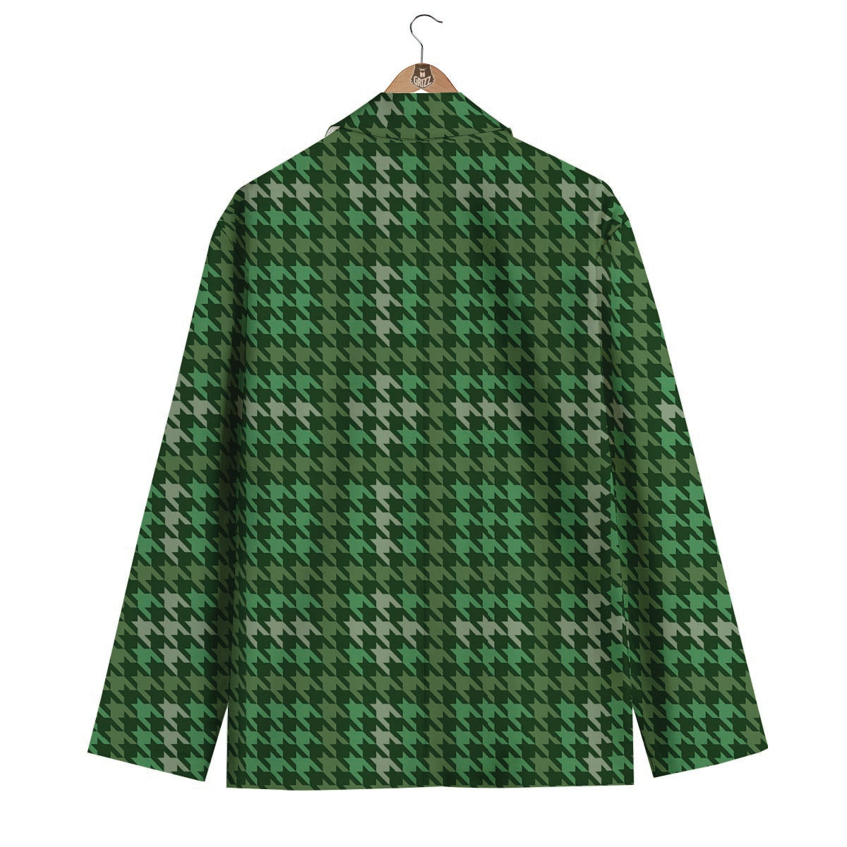 Green Houndstooth Men's Blazer-grizzshop